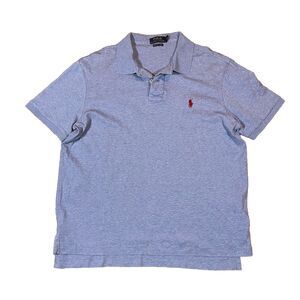 Polo Ralph Lauren Shirt Large Short Sleeve Pima Soft Touch Light Blue Red Pony
